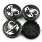 50mm FIAT Abarth Black White Hubcap Wheel Cover Center Cap Set