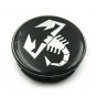 50mm FIAT Abarth Black White Hubcap Wheel Cover Center Cap Set