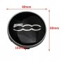 60mm Fiat 500 Black Silver Hubcap Wheel Cover Center Cap Set
