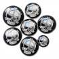 Set of 7pcs BMW Skull Black White Emblem Logo Set for Hubcaps Steering Wheel Front Back