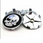 Set of 7pcs BMW Skull Black White Emblem Logo Set for Hubcaps Steering Wheel Front Back