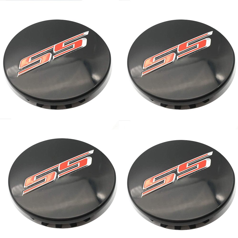 Chevrolet SS Black Red Hubcap Wheel Cover Center Cap Set