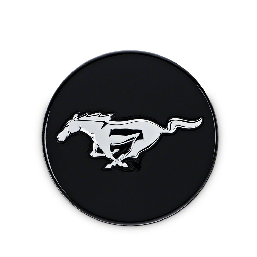 55mm Mustang Black Silver Hubcap Wheel Cover Center Cap Set
