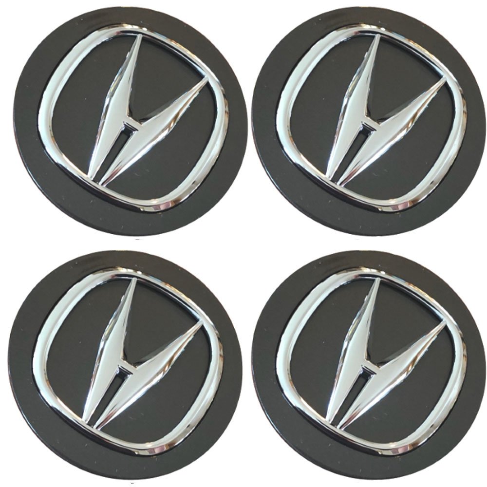 69mm Honda Accura Black Silver Hubcap Wheel Cover Center Cap Set