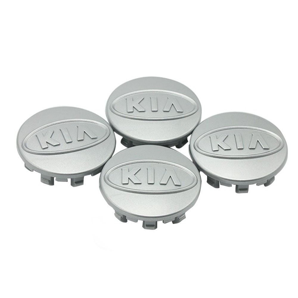 58mm KIA Silver Hubcap Center Wheel Cover Cap Set