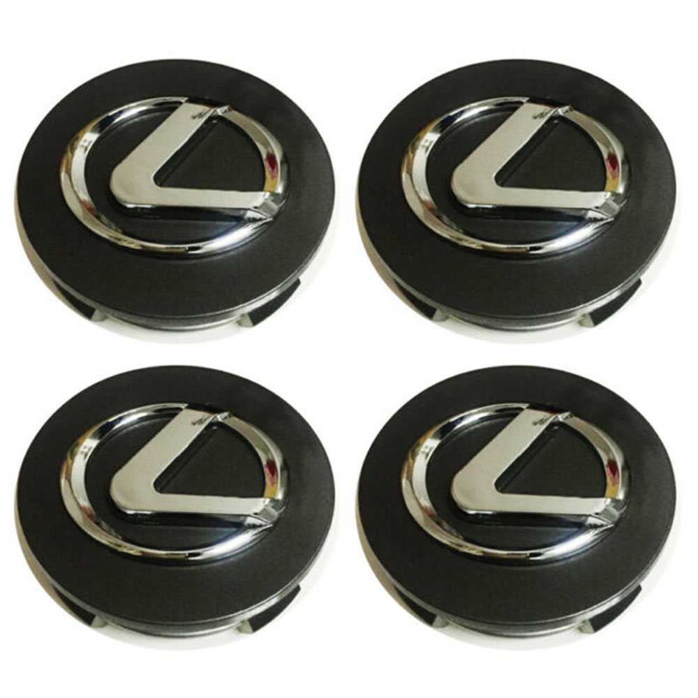 62mm Lexus Black Silver Hubcap Wheel Cover Cap Center Logo