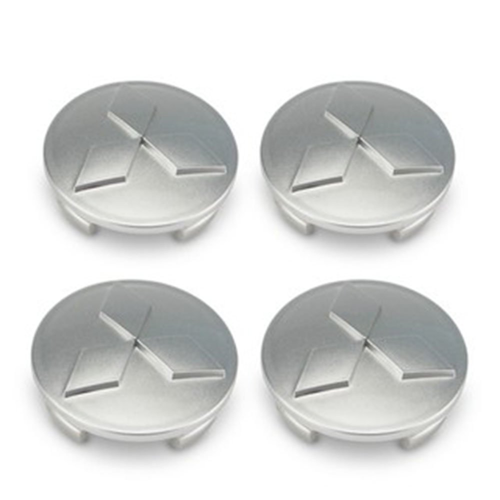 4x 60mm Mitsubishi Silver Hubcap Emblem Logo Emblem Hubcap Car Wheel
