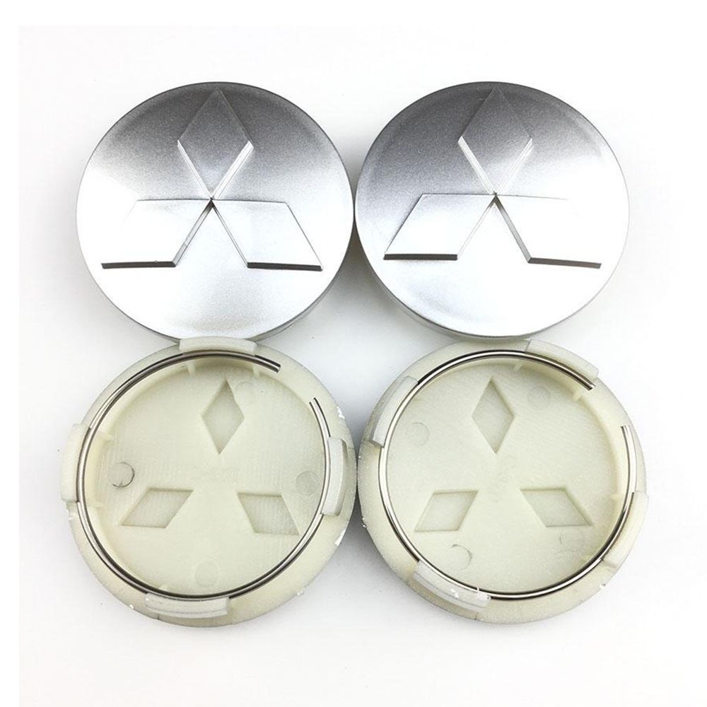 4x 60mm Mitsubishi Silver Hubcap Emblem Logo Emblem Hubcap Car Wheel