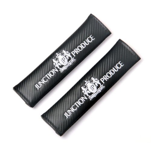 2pcs Carbon Fiber JP Junction Produce Logo Car Auto Seat Belt Cover Shoulder Pad