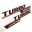 Black TURBO ////AMG Number Letters Fender Emblems Badges 2pcs for Benz AMG