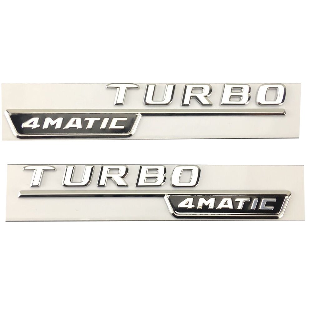 Flat Chrome TURBO 4MATIC Letters Fender Emblem Badge Badges for ...