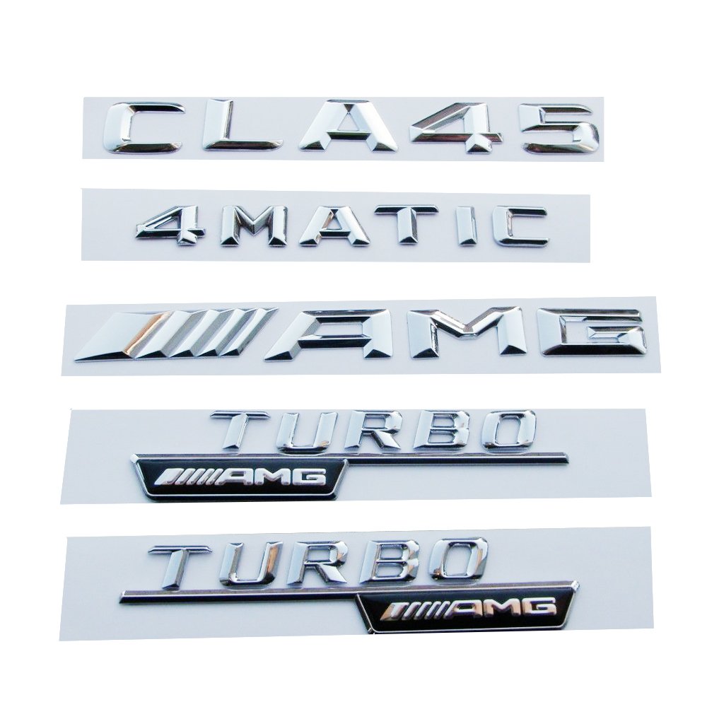 Chrome Set Trunk Emblem Number Letters Sticker for Mercedes Benz AMG CLA45 4MATIC