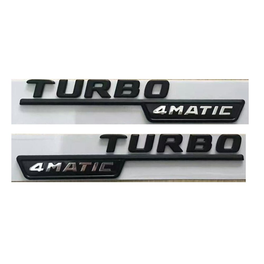 1pair Flat Black TURBO 4MATIC Letters Emblem Badge Emblems for Mercedes ...