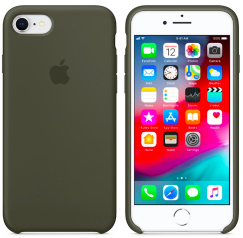 Olive Green Apple Genuine Original Silicone Cover Case for iPhone SE 8