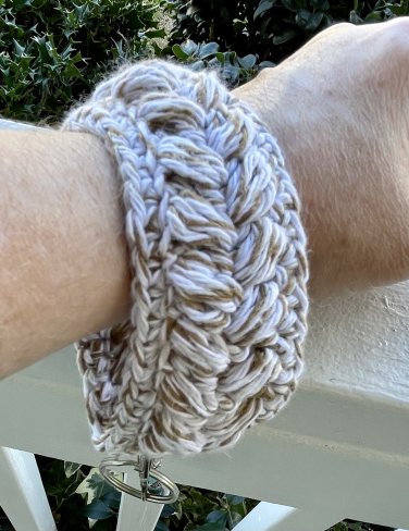 Boho Crocheted Wristlet Keychain Beaded Handmade Key Fob Lanyard