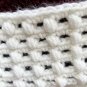 Dark Red and White Crocheted Bean Stitch Hat with Pom Pom