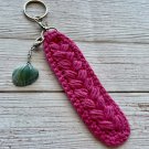 Boho Crocheted Keychain Hot Pink with Sea Shell Charm