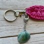 Boho Crocheted Keychain Hot Pink with Sea Shell Charm