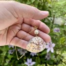 Seashell Wire Wrapped Necklace with Pearl Bead Gold Plated Mermaid Necklace