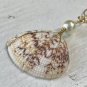 Seashell Wire Wrapped Necklace with Pearl Bead Gold Plated Mermaid Necklace