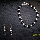 Onyx and Moonstone Bracelet and Earrings Sets