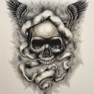“Wings of Destiny” Skull with Wings and Ribbon Art Poster Print