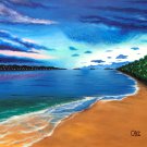 "Ocean Moon" Tropical Evening Beach Scene Art Poster Print by Gregg's Deep Colors