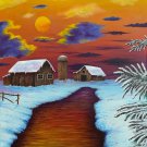 "Winter Sunset" Farm Scenic Sunset Artwork Poster Print by Grgg's Deep Colors