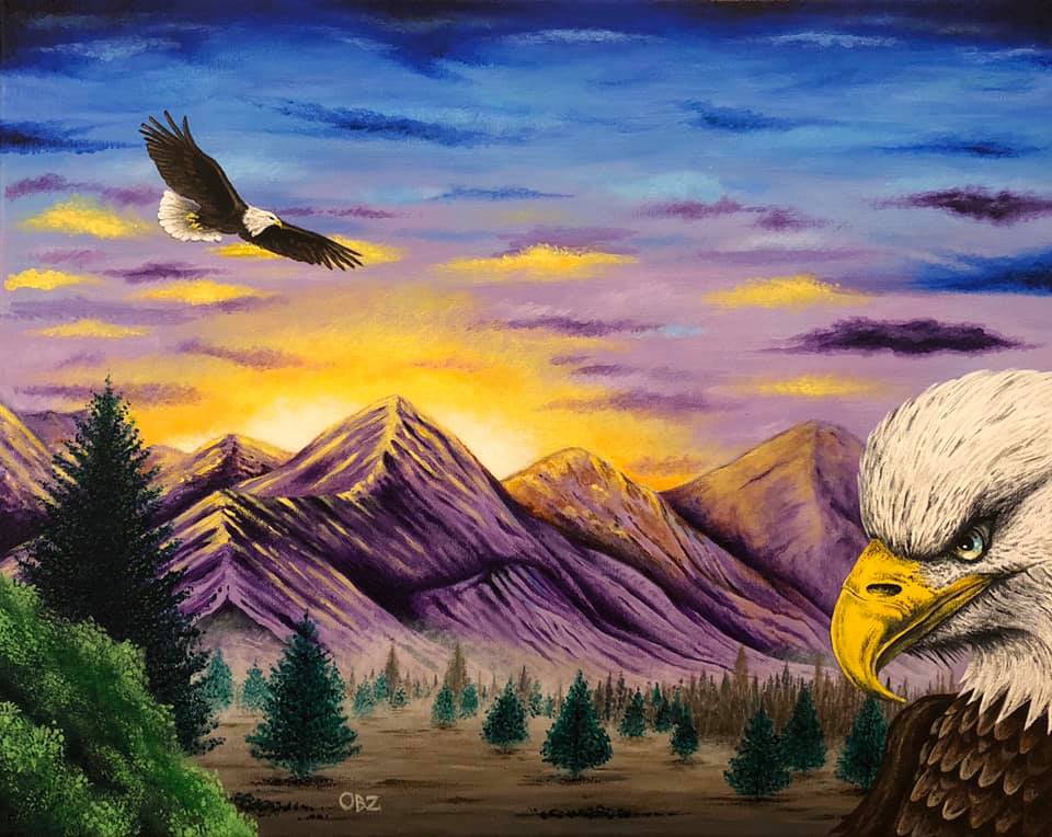 "Smoky Mountain Eagles" Scenic Eagles and Mountains Artwork Poster Print by Gregg's Deep Colors