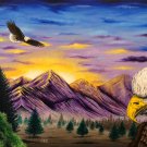 "Smoky Mountain Eagles" Scenic Eagles and Mountains Artwork Poster Print by Gregg's Deep Colors