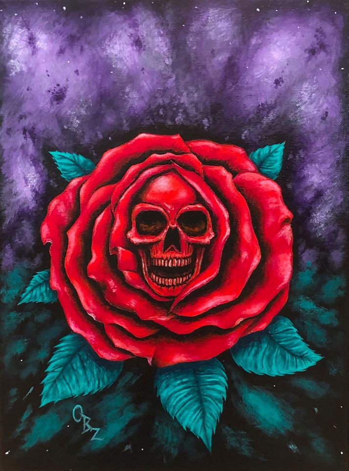 "Reaper Rose" Skull inside of a Red Rose Artwork Poster Print