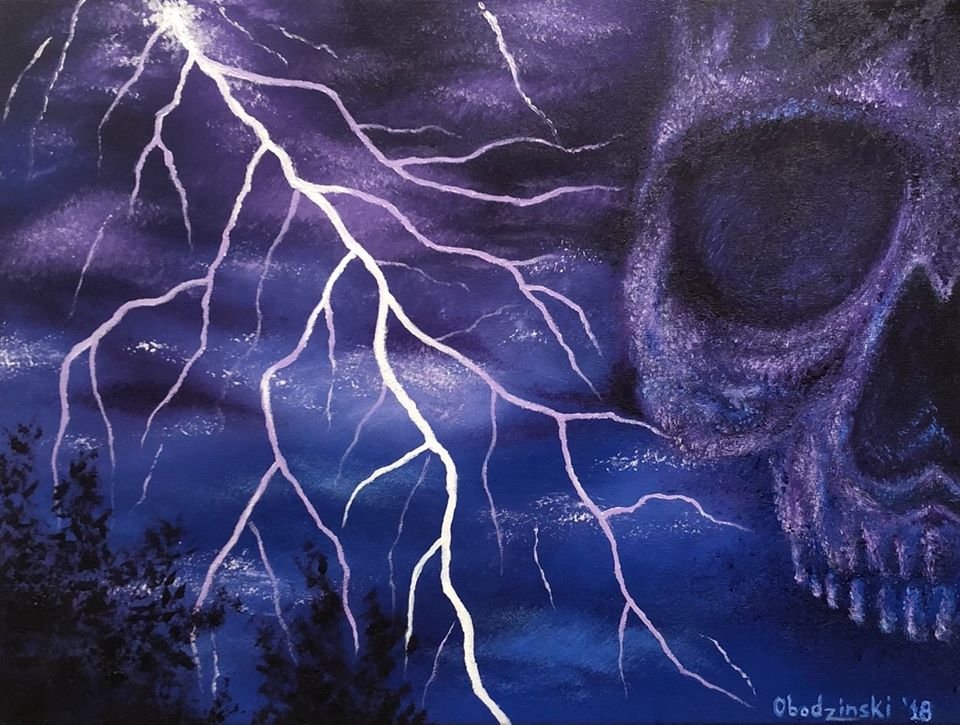 "Electric Sky" Skull forming in an Electrical Storm Fantasy Art by Gregg's Deep Colors