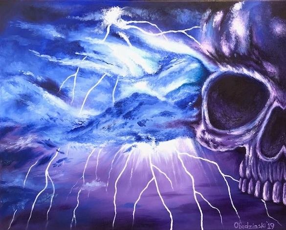 "Electric Sky II" Skull forming in an Electrical Storm Artwork by Gregg's Deep Colors