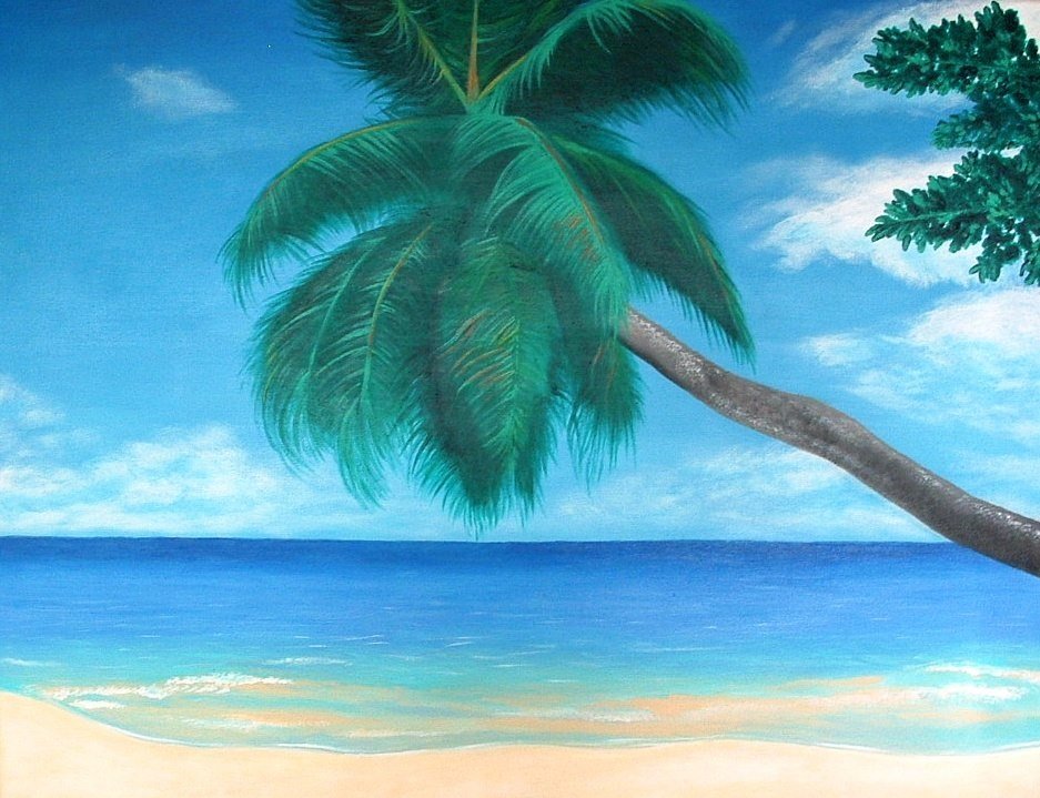 "Seychelles" Tropical Island Beach Artwork Poster Print by Gregg's Deep Colors