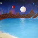 "Out of this World" Fantasy Space Scene with Planets and Moons