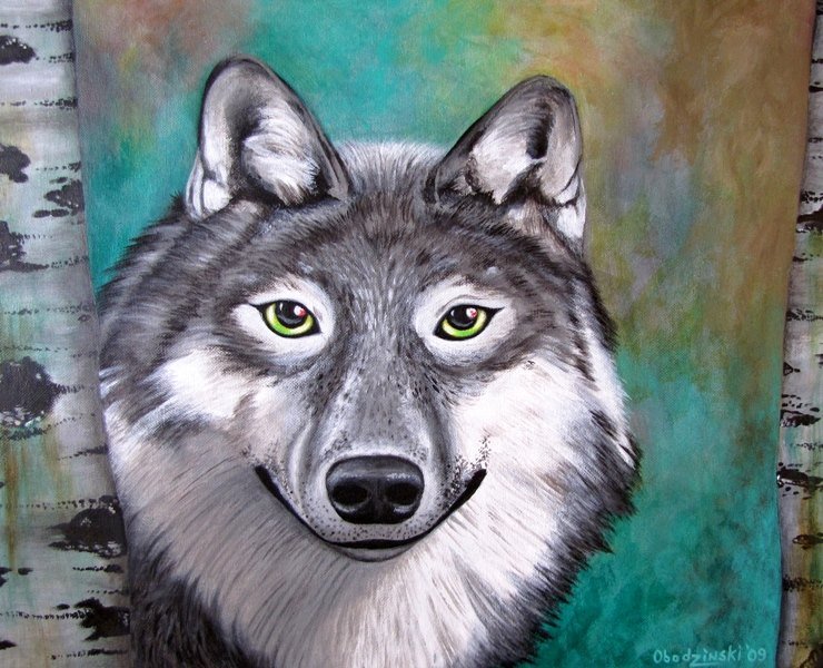 "On the Prowl" Wolf in a Forest Artwork by Gregg's Deep Colors