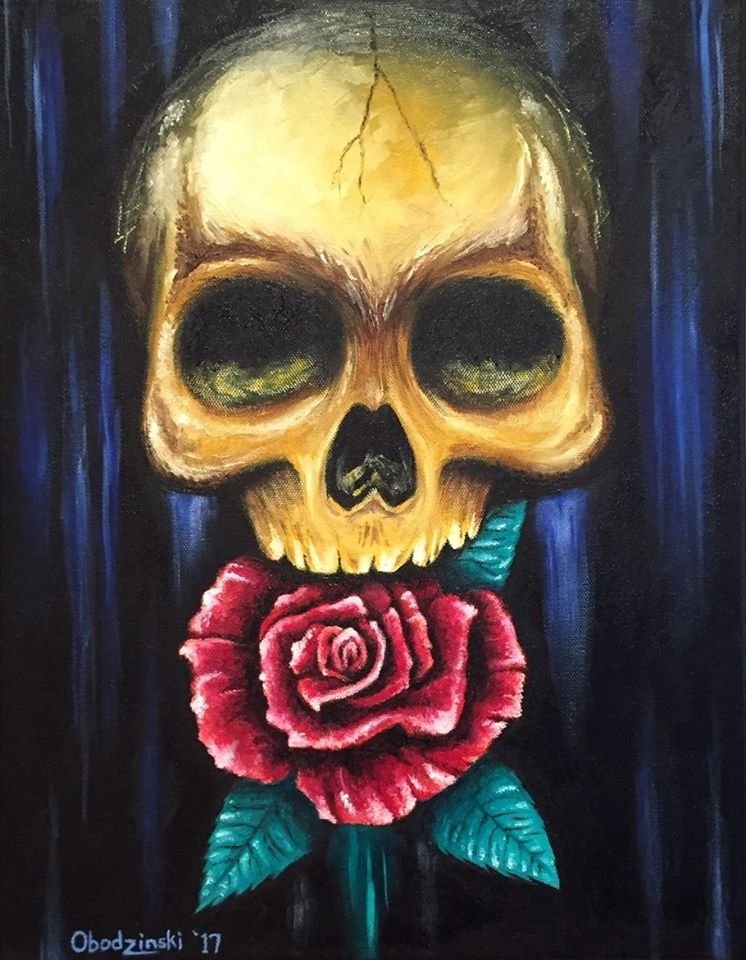 "Solid Gold" Skull with a Rose Artwork by Gregg's Deep Colors