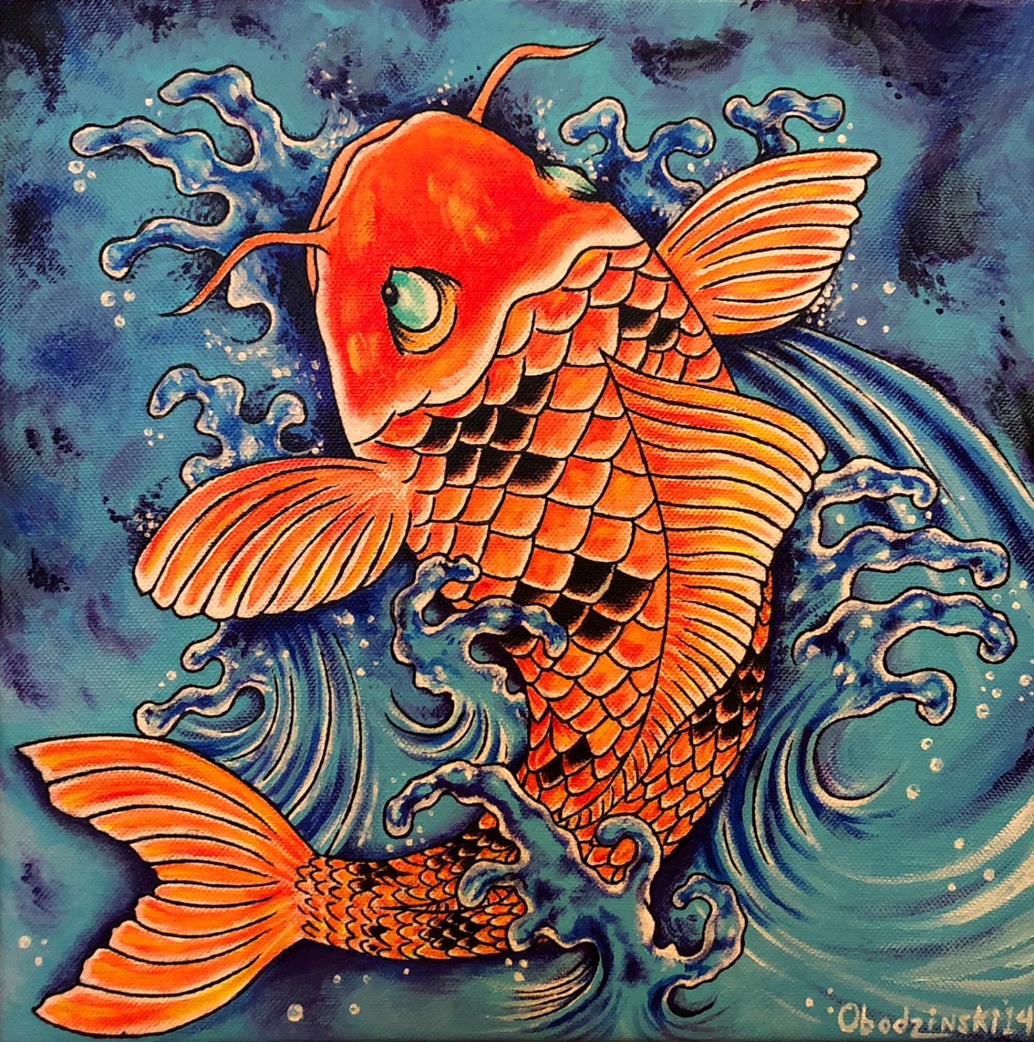 "Koi Fish" Oriental Tattoo Style Artwork by Gregg's Deep Colors