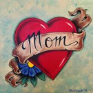 "Mom and Dad'' Tattoo Style Heart with Ribbon Artwork by Gregg's Deep Colors
