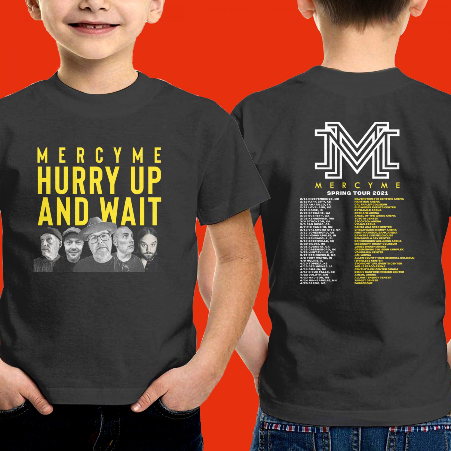 2021 PERFORM MERCY ME SPRING USA TOUR BLACK TEE SHIRT FOR KIDS CODE Z80