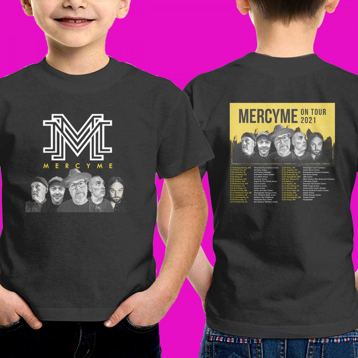 2021 PERFORM MERCY ME SPRING USA TOUR BLACK TEE SHIRT FOR KIDS CODE Z81
