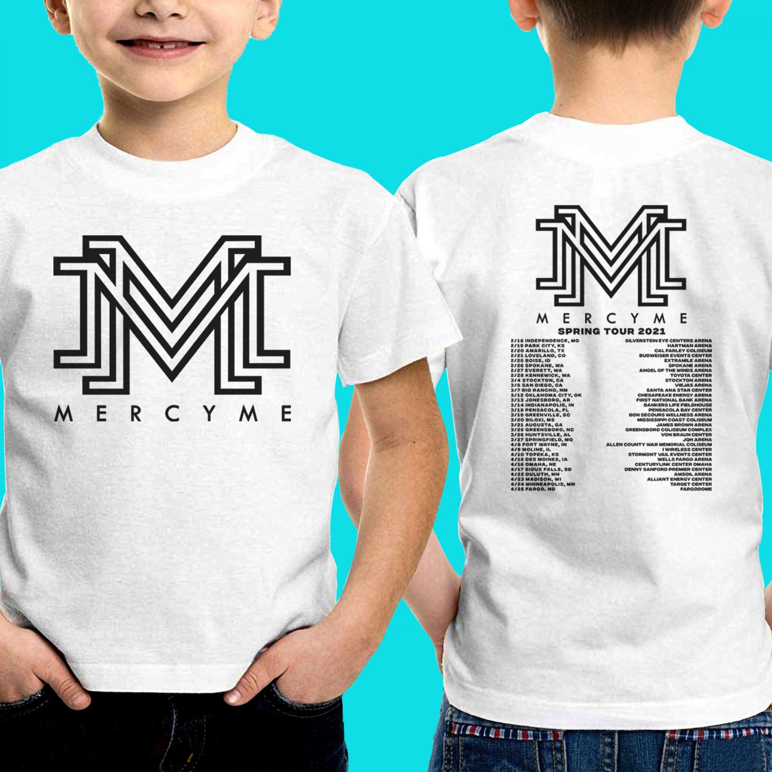 2021 PERFORM MERCY ME SPRING USA TOUR WHITE TEE SHIRT FOR KIDS CODE Z80