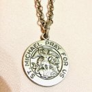 St. Michael Pray for US Pendant with Chain Sterling Silver