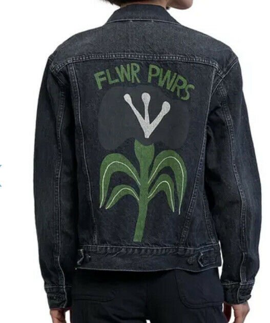 levi denim jacket flowers
