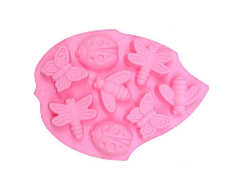 8 hole insect dragonfly butterfly bee beetle mold bee cake  pudding  DIY kitchen baking mold