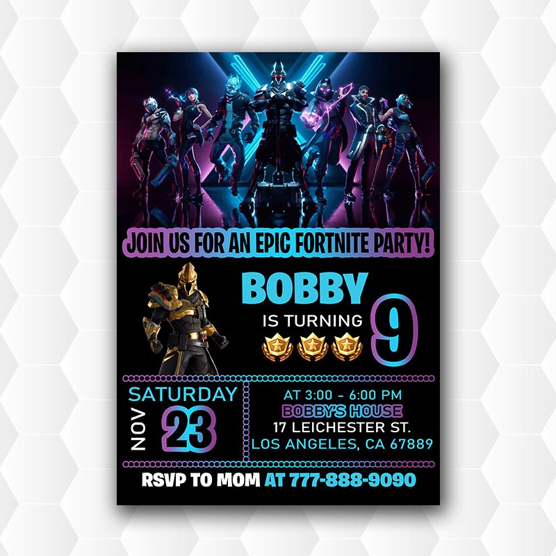 Fortnite X Birthday Party Invitations