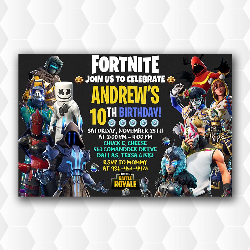 Fortnite Battle Royale Birthday Party Invitation