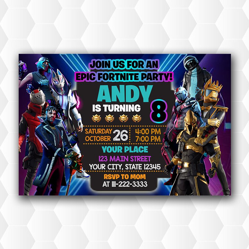 Fortnite X Battle Royale Birthday Invitations