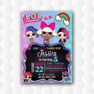 Lol Doll Characters Glitter Birthday Invitation For Girl