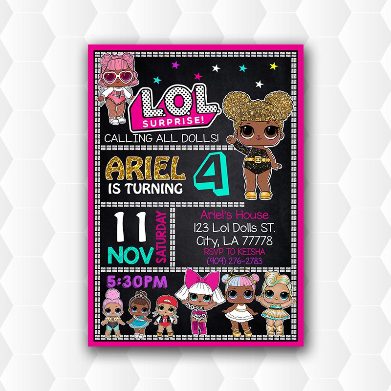 Lol Doll Birthday Invitations For Girl